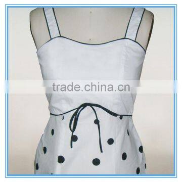 New Model Girl Polka Dot Print White Dress Elegant Style