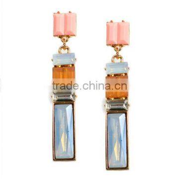 Candy colors acrylic resin crystal pendant earrings long hanging pendant stud earrings jewelry wholesale supplier