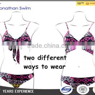Women's Sexy Fashion Print Two Ways to Wear Nylon Spandex Bikini. photo-3