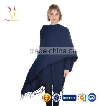 Womens Knit Poncho With Fringe,Women Navy Wool Poncho