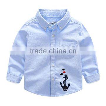 S33473W Hot Sale Children Boys Shirts Cotton 100% Solid Kids Embroidery Shirts photo-4