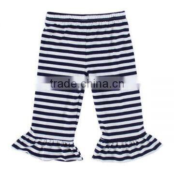 100% Cotton Knit Strip Fabric Single Ruffle Capri Pants photo-2