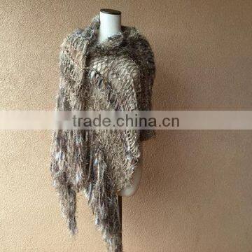Blanket Scarf Style of Warm Shawl, Large Shawl, Beige Shawl Hand Knit for Women With Black, Ivory Off White, Taupe Shawl, Fring photo-5