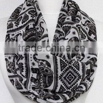 Elephant Pattern Chiffon Infinity Scarf, Circle Scarf, Long Scarf, Spring - Fall - Winter - Summer Fashion photo-6