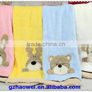 Lovely Deer Embroidered Overlocking Soft Baby Blanket photo-3