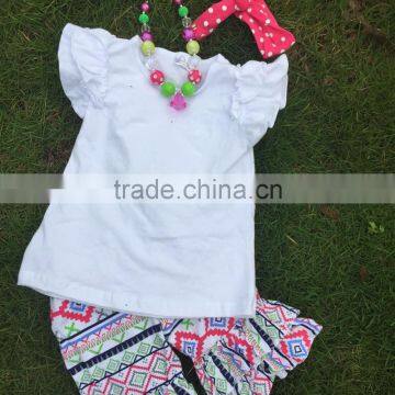 2-7years 2 Pcs Suit Retail White Top+short Children Clothing Girls Suit Short Set With Accessories photo-4
