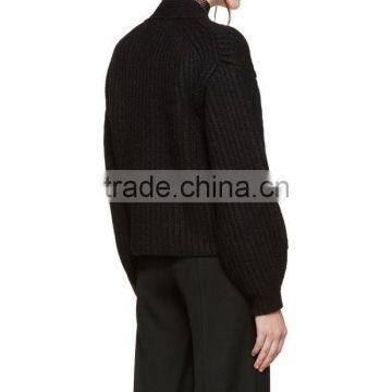 Solid Color Korean Sweater Thick Fashion Y-neck Collar With Button for Women photo-3