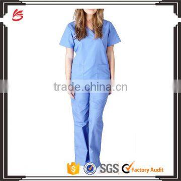 V neck two pockets high quality scrub sets Top & Pants staff uniform