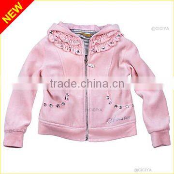 Custom Wholesale High Quality Boutique Lovely Baby Girls Winter Velvet Hoody Sweatshirt With Hood for Baby Girls photo-2