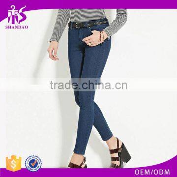 2017 Guangzhou Shandao New Arrival Latest Design Wholesale Manufacture 95% Cotton 5% Spandex Tight Jean Pocket Design Trousers