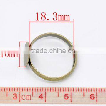 Adjustable Antique Bronze Ring Base Blank Glue-on 18.3mm Ring Setting photo-2