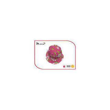 Floristic Print Red Girls Bucket Hats 52cm With Pink Cotton Fabric