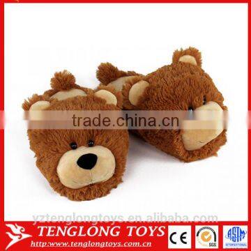 CE Approved Cute Bear Head Type Plush Stuffed Slippers