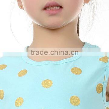 Gold Polka Aqua Cotton Dress Girl Dress Children Dress photo-4