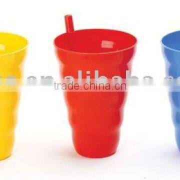 cup built in straw, kids cup with wave design drinking cup