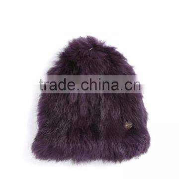 YR419 Women Knitted Rabbit Stretch Beanie/Warm Design Rabbit Fur Hat