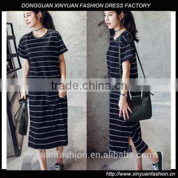 Wholesale women female dress soft cotton strip dress women ladies causal dress