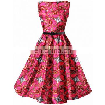 African Wax Printed Cotton Fabric Kitenge Girls Party Dress