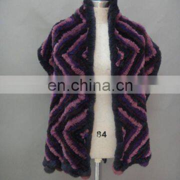 Fashion Rabbit Fur Knitted Shawl Four Colors Mixed - Hand Knitted (Style: #B186-B)