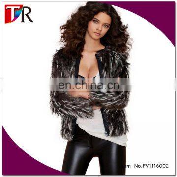 latest fashion women winter cloth designer custom sexy lady faux fur coat with zipper