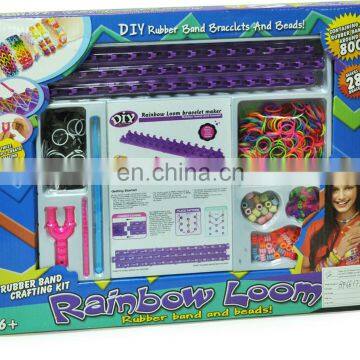 DIY rubber bands bracelets and beads or rainbow loom for kids