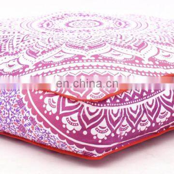 Ombre Mandala Floor Pillow Cover Meditation Pillow Case Cushion Cover Dog Bed Square Ottoman Pouf Cover 35*35" Indian 2017