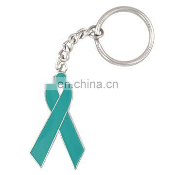 Awareness - Teal Ribbon Keychain/keyrings in Soft Enamel