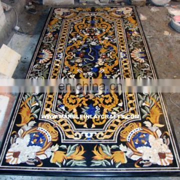 Marble Stone Inlay Dining Table Top, Pietra Dura Stone Inlay Dining Table Top