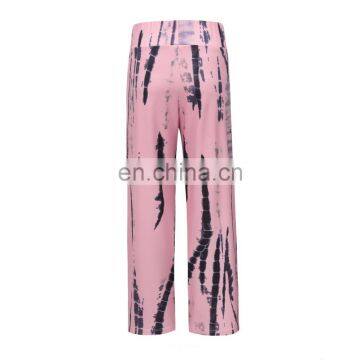 New Arrivals 2020 Spring&Summer Ladies Loose Printed Pants Women Wild-leg Tie-dye Floral Casual Trouser photo-6