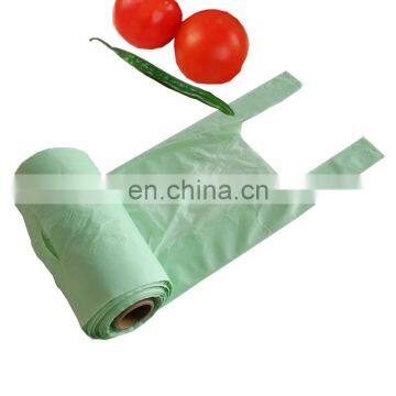 China Manufacture 100% Biodegradable Plastic T-shirt Bag Compostable Bags  Bioplastic Bag