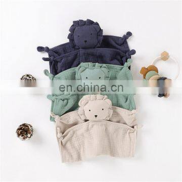 Organic Muslin Blanket Cute Knotted Lion Baby Comforter Toy photo-2