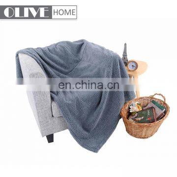 China Gold Supplier Warm Soft Plain Patchwork Suede Fleece Blanket With Sherpa Back Throw Custom Printed Sherpa Blankets photo-3