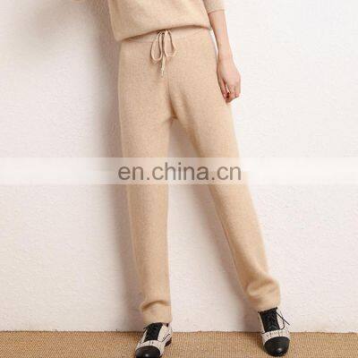 Women Casual Plain Knit Cashmere Jogger Pants With Drawstring photo-2