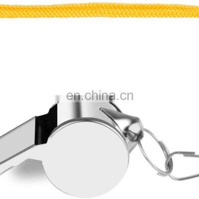 Outdoor Survival Whistle Silver Metal With Neck Chain Lanyard Police Bobby Lifesaving Judge Security Military Whistles Wholesale photo-3