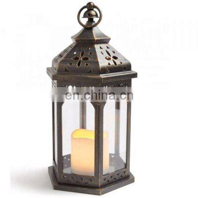 Holiday Decorative Metal Iron Art Black Storm Lamp Moroccan Candle Lantern With Free Sample