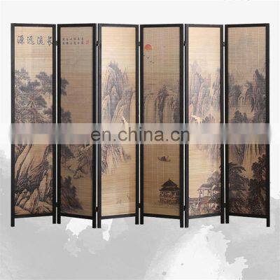 Chinese style bamboo 6 panel wooden room partition room divider design