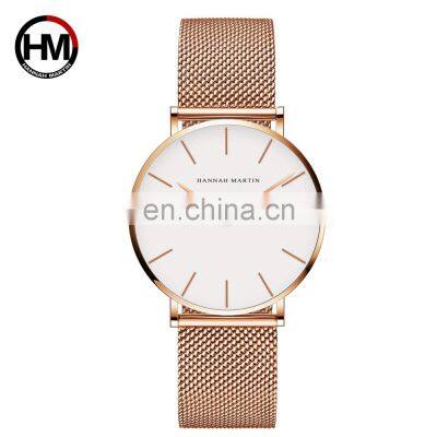 Hannah Martin CH36 Charming latest quartz woman custom stainless steel mesh trendy girl watch