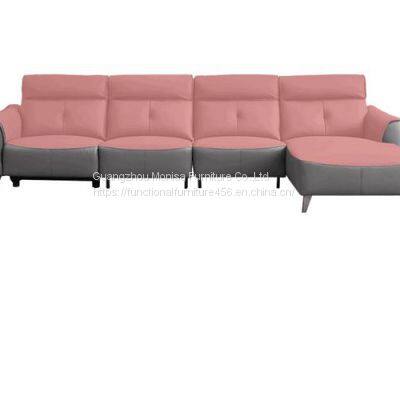 New Italian Minimalist Leather Leather Art Functional Sofa Living Room Simple Fashion L-Shaped Left And Right Corner Chaise Longue Sofa photo-3