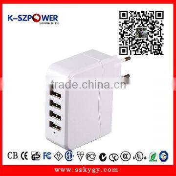 2016 G-series25W K- 054900 25W 4.9A 4-Port USB Wall Charger with Folding Plug Portable Travel Charger For iPhone 5 4S 4, iPad Mi