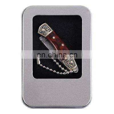 High Quality Damascus Steel Blade Mini Folding Knife Tool