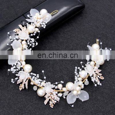 Fashion Pearl Flower Headband Bridal Wedding Crown Hair Accessories Hair Band Tiara Crystal Headpiece Hair Jewelry photo-4