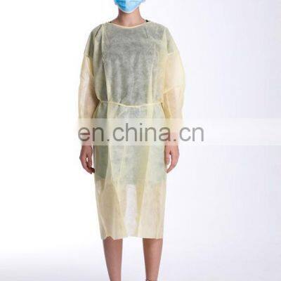 Customization pp pe long surgeon gowns disposable workwear yellow isolation gown