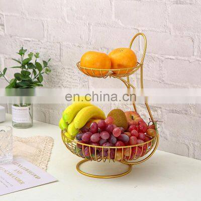 Wedding Durable Layer Storage Rack Kitchen Wire Metal Stackable 3 Vegetables 2 Tier Fruit Basket