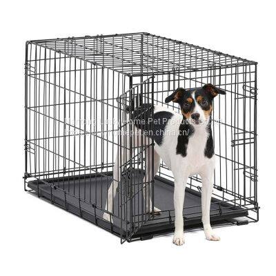 Hot sale foldable wire metal iron big dog cage pet crate black outdoor metal dog cage in China