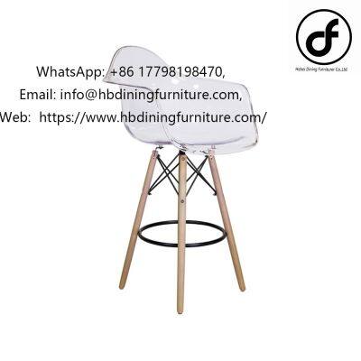 Translucent tall plastic arm bar chair