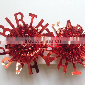 3.25" PET Red Happy Birthday Fancy Ribbon Flower Bow for Celebration/Ornament Birthday Party photo-6