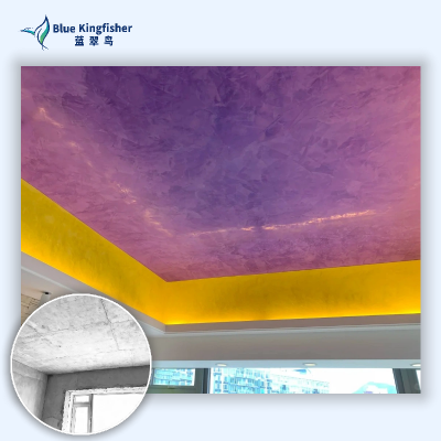 Chinese Factory Blue Kingfisher Manufactures Venetian Plaster, Elegant Texture, Moisture-Proof & Long-Lasting photo-3
