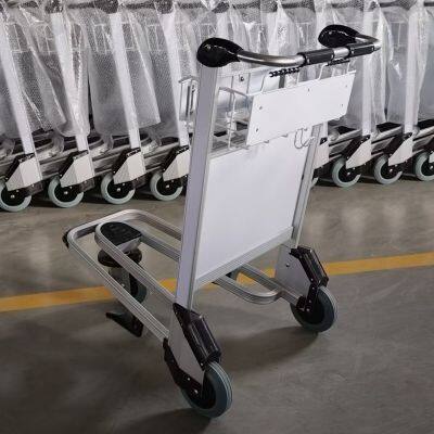 Stainless Steel Airport Luggage Trolley with Three Wheels Airport Trolley