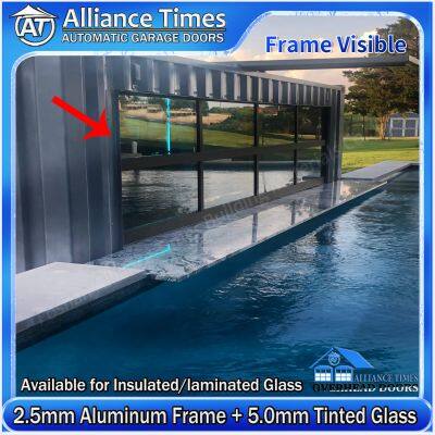 Aluminum Frame Frosted Transparent Clear Tempered Glass Panels Sectional Garage Doors photo-5
