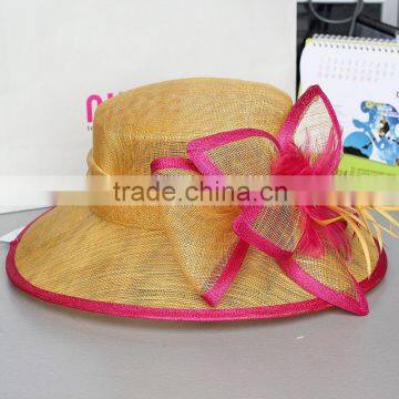 Orange Women's Fancy Church Hats With Ribbon